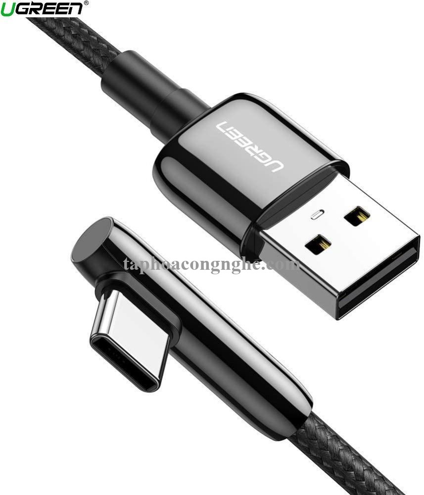 Ugreen 70282 0.5M màu đen cáp USB type C bẻ góc phải 90 độ ra usb A chống nhiễu US313 30070282